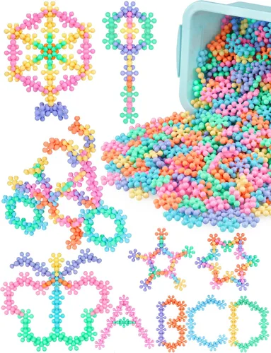 Vista 14 de Juguete educativo de bloques de construcción entrelazados de copo de nieve, 100 piezas para niños a partir de 3 años, plástico sólido multicolor