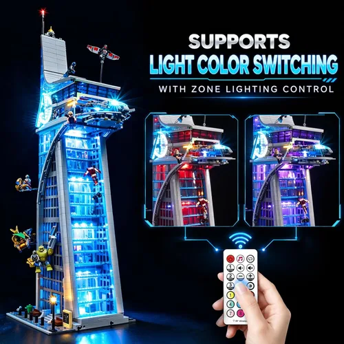 Vista 6 de Kit de iluminación LED para Lego 76269 Marvel Avenger Tower Building Set (sin modelo), juego de luces compatibles con Marvel Lego 76269 - sin juego