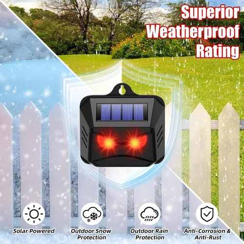 Vista 7 de Paquete de 4 repelentes solares nocturnos de animales para exteriores con ojos depredadores rojos, luces disuasorias de animales nocturnos