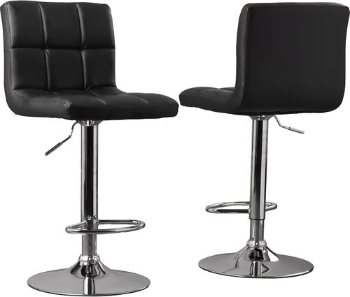 Vista 2 de Juego de 2, taburetes de bar de cuero moderno hidráulico giratorio silla de comedor taburetes de bar (negro)