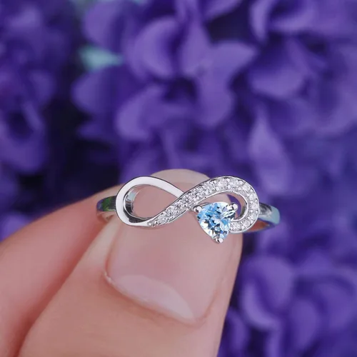 Vista 48 de Anillo Jo Wisdomo de compromiso. de plata esterlina, con corazón e infinito, anillo de amistad, para ella