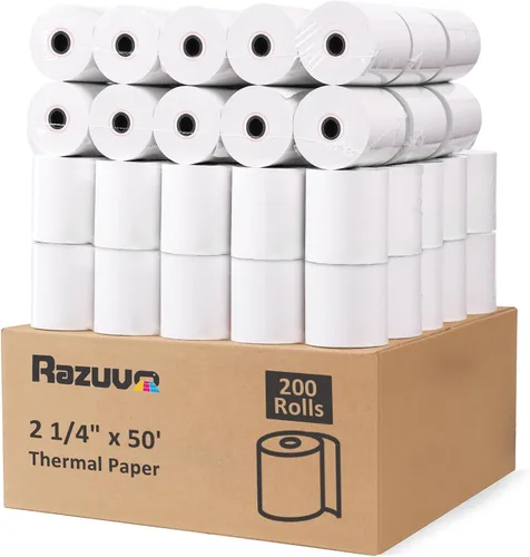 Vista 12 de (50 rollos) Rollos de papel térmico de recibo de 2 1/4 x 85 pulgadas, se adapta a todas las cajas registradoras POS, para impresoras de caja