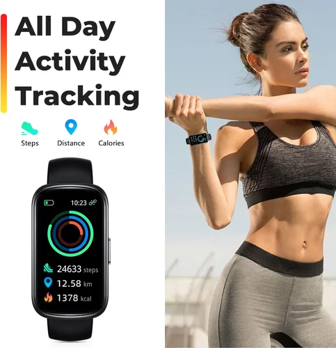 Vista 2 de Reloj inteligente de seguimiento de actividad física, monitor de salud táctil completo de 1.47 pulgadas con frecuencia cardíaca 24/7 y monitor