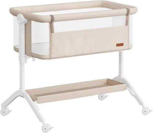 Vista 8 de Cuna para Dormir al Lado de la Cama - Diseño Completamente de Malla, Cuna Portátil al Lado de la Cama para Bebé con Colchón Lavable, 5 Alturas Beige
