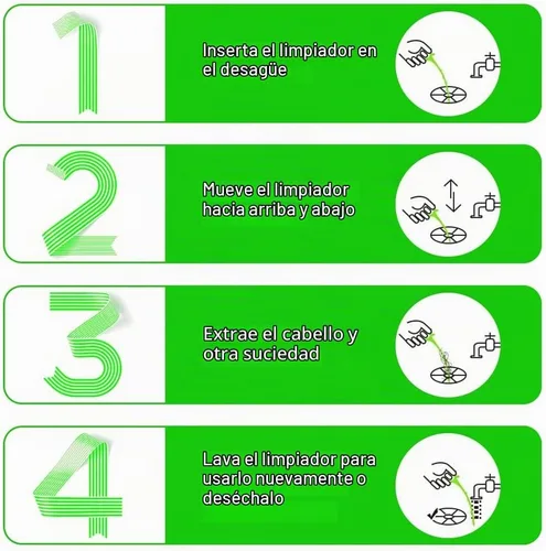 Vista 8 de 5 en 1 compatible con drenaje de pelo de serpiente con 5 paquetes de herramienta de limpieza para eliminar obstrucciones (verde)
