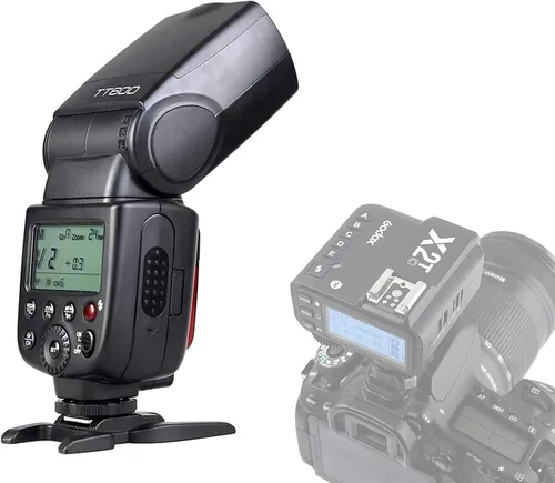 Vista 3 de Godox 2 flash TT600 con kit de disparo para cámaras Canon, HSS GN60 2.4G Flash inalámbrico Speedlite, flash maestro/esclavo con sistema de disparo