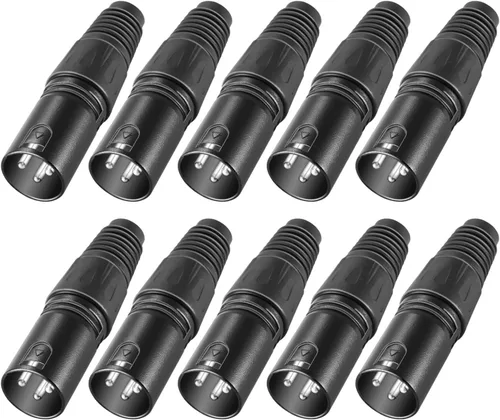 Vista 4 de Neewer Micro Snake 3 Pin XLR Cargador Conector 20pcs Audio Jack Micrófono Conector con Cable Cargador 10 Macho y 10 Conectores Hembra Aleación