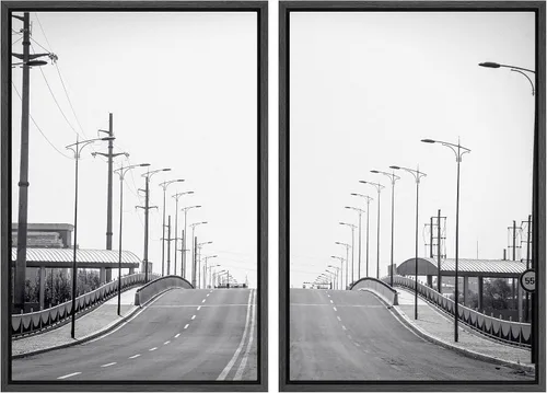 Vista 61 de SIGNFORD Lienzo enmarcado para pared, juego de arte geométrico retro de mediados de siglo, plantas forestales, ilustraciones con formas abstractas