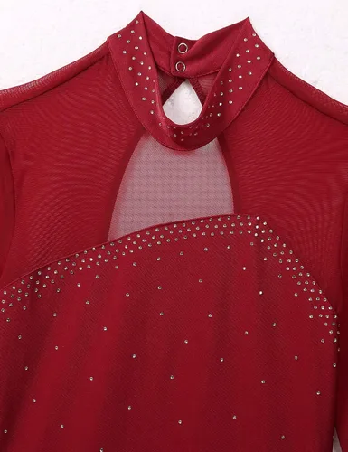 Vista 5 de QinCiao - Traje de ballet para mujer con pedrería brillante