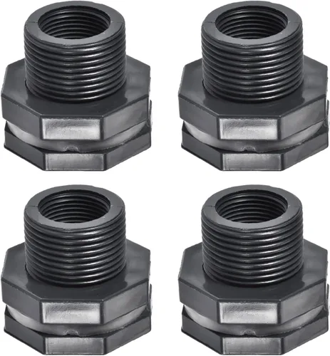 Vista 14 de M METERXITY Paquete de 2 accesorios de mamparo de PVC – Conector de tanque de agua de doble rosca, con junta de silicona, para acuarios