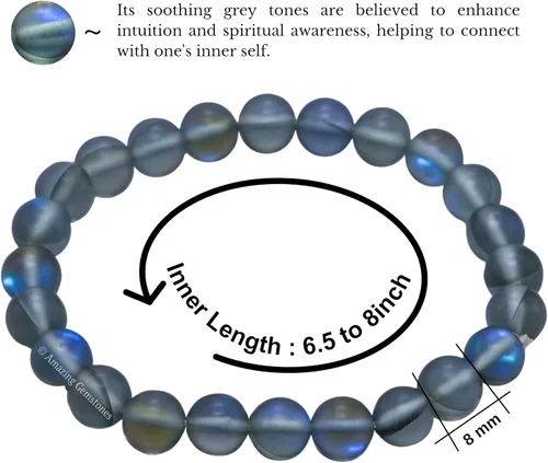 Vista 255 de Amazing Gemstone Pulsera de cristal para mujeres y hombres, pulsera de cristal curativo de protección, pulsera elástica con cuentas de piedras