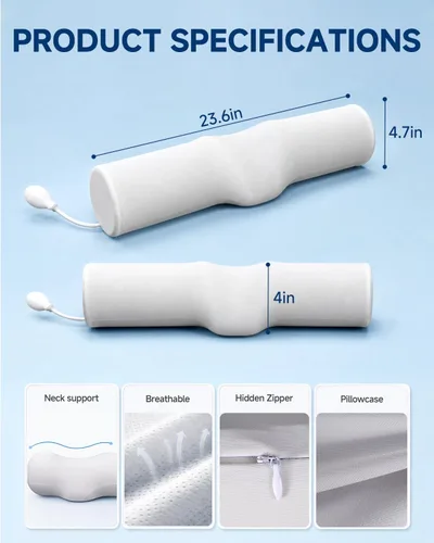Vista 9 de SMDR Almohada cervical ajustable para el cuello para aliviar el dolor, almohada cervical de espuma viscoelástica con soporte de cojín de aire