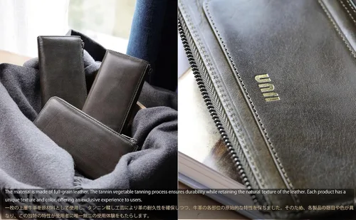 Vista 4 de IJUN Cartera larga de cuero de grano completo para hombres con cremallera de cuero genuino vintage italiano pulido a mano vegetal curtido de cuero