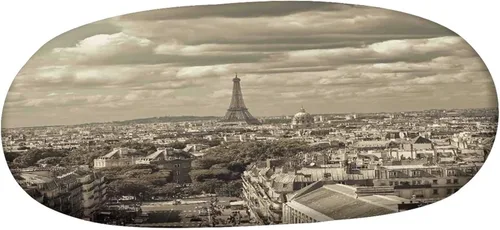 Vista 3 de XISUNYA Mantel ajustable ovalado, decoración de París, funda de poliéster elástico, diseño de horizonte de la ciudad de París con estampado Eiffel