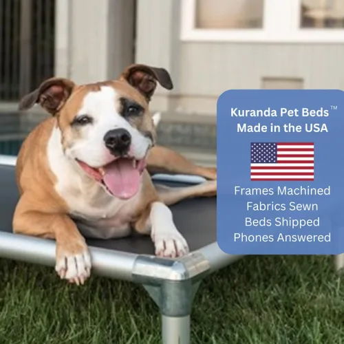 Vista 17 de Kuranda Cama elevada para mascotas a prueba de masticación - PVC almendra - 25" x 18" - Cordura Nylon - Borgoña