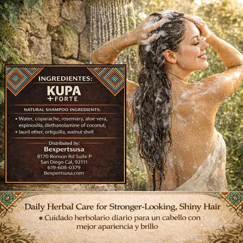 Vista 8 de Champú KUPA + FORTE con romero y aloe vera, 13.5 onzas líquidas, fórmula inspirada en huichol a base de hierbas, limpieza profunda y cuidado