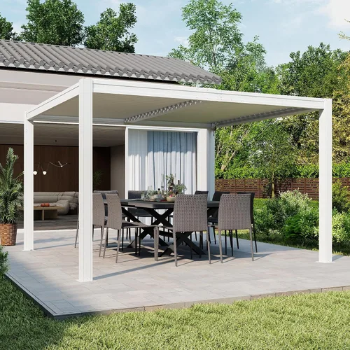 Vista 28 de Domi Pergola Screen All Aluminum, sombra de privacidad, 1 paquete, marrón