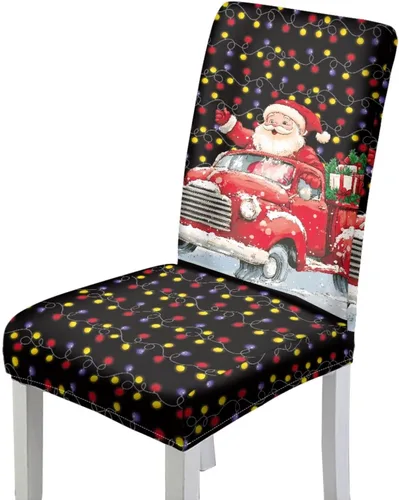 Vista 39 de Rnyleeg Juego de 1 fundas navideñas para sillas de comedor, color azul oscuro, fundas protectoras extraíbles y lavables para sillas de cocina