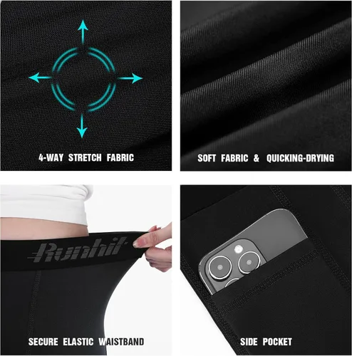Vista 4 de Runhit Youth Boys' Compression Shorts,Boys Performance Athletic Base Layers Underwear Sports Shorts Side Pocket