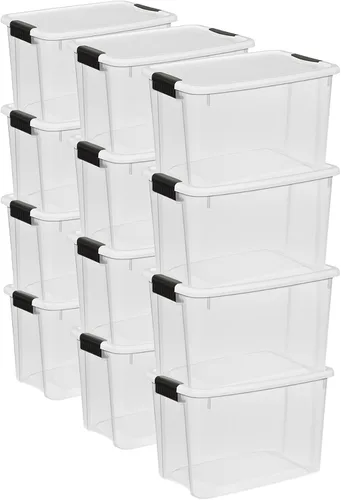 Vista 13 de Sterilite paquete de 6 cajas Ultra con pestillo, contenedores de almacenamiento con tapas, plástico transparente, 18 cuartos de galón - Contenedores