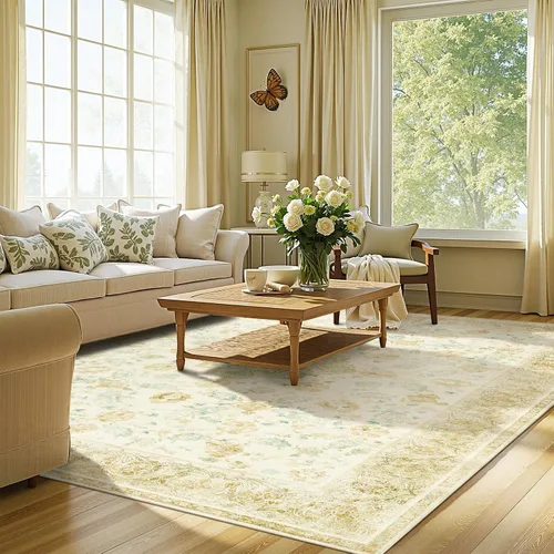Vista 44 de jinchan Alfombra floral primaveral de 2 x 3 pies para entrada, alfombra desgastada lavable, de pelo corto, suave, pequeña, antideslizante, tapete