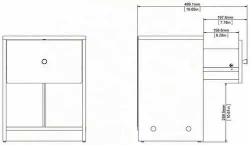 Vista 8 de Home Square Juego de muebles de dormitorio de diseño escandinavo de 4 piezas con baúl de 3 cajones, cómoda doble de 6 cajones y dos mesitas de noche
