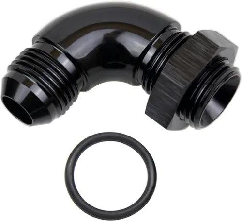 Vista 6 de 45 grados 4AN macho Flare a 4AN ORB puerto adaptador de flujo completo aluminio negro