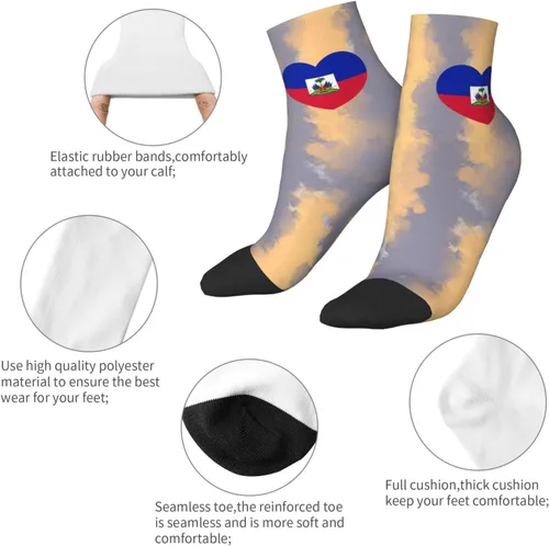 Vista 5 de Love Haiti Flag Hayti Heart Ankle Socks Winter Low Cut Sports Warm Comfort Breathable Casual Socks For Mens And Womens