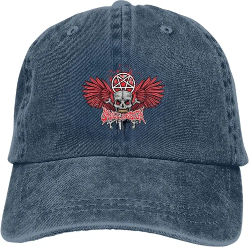 Vista 9 de Cowboy Hat Trendy Hats for Man and Women Djustable Four Season Outdoor Baseball Cap of Hell Skull with Angel Navy Blue