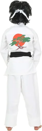 Vista 3 de Child Daniel San Costume Officially Licensed Outfit for Halloween, Cosplay - Shirt, Pants, Belt, Headband