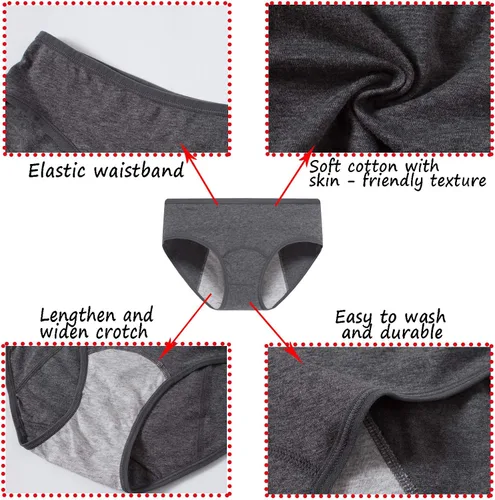 Vista 4 de Demifill Adolescente Niñas Periodo Ropa Interior Algodón Suave Mujeres Bragas Para Adolescentes Escritos