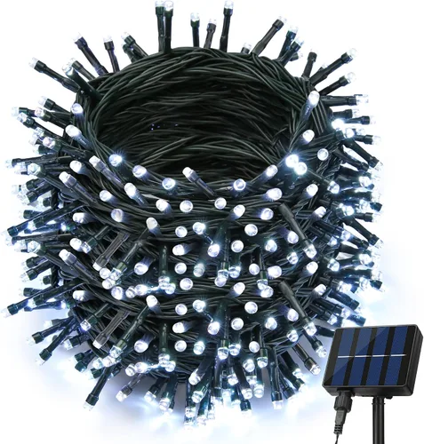 Vista 10 de Joomer Luces solares de Navidad para exteriores, paquete de 2 unidades en total de 144 pies, 400 LED, 8 modos, impermeables, luces solares de Blanco