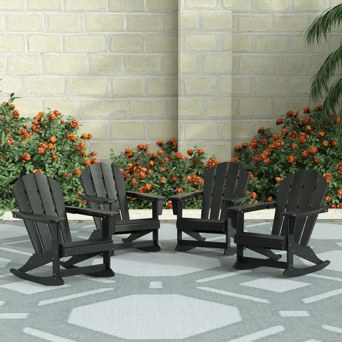 Vista 130 de WestinTrends Silla mecedora Malibu de poliéster para exterior/patio Adirondack, Negra