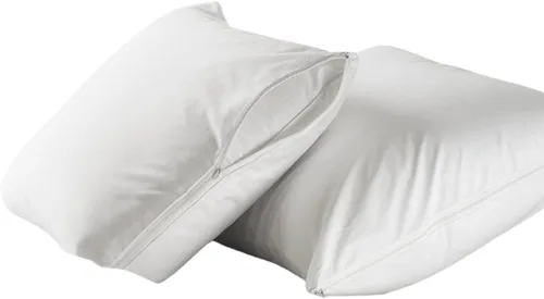 Vista 2 de Dependable Industries - Juego de 2 fundas de almohada de vinilo con cremallera de lujo, protectores impermeables de 20 x 29 pulgadas, ideales