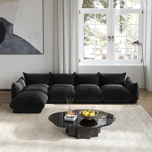 Vista 30 de WJShome - Sofá seccional modular, sofá de chenilla de 264 cm de lana minimalista, sofá convertible de 3 plazas, sofá de sala de estar ancho