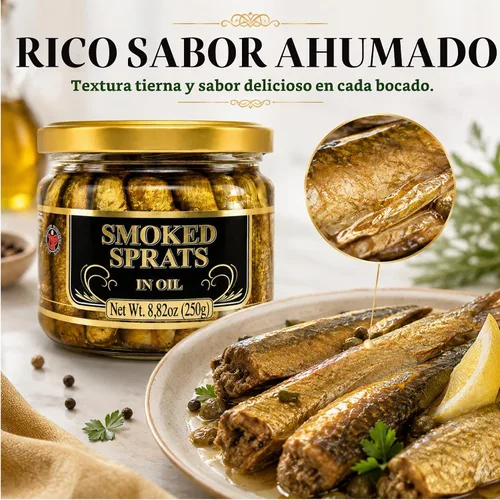 Vista 5 de Riga Gold Espadines ahumados en aceite, 8.82 oz (250 g), paquete de 3