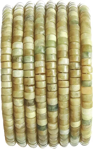 Vista 23 de Abalorios Espaciadores de Jade Natural Africano 4x2mm 38cm/str Redondos Planos Semipreciosos para Hacer Pulseras y Collares Jade africano