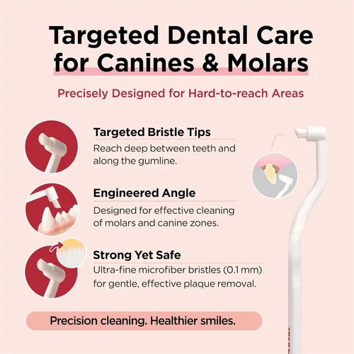 Vista 5 de JAYU PET Cepillo de Cuidado Dental (Cerdas de Borde) 1 unidad - Cepillo de Dientes para Perro con Cabeza Micro Redonda, Cepillo de Dientes