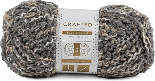 Vista 6 de Crafted By Catherine Boucle - Ovillo de tweed – Paquete de 2 (153 yardas cada madeja), gris, calibre 5 voluminoso