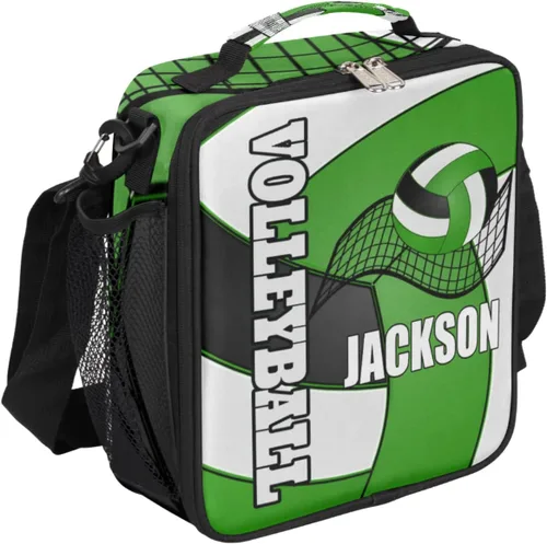 Vista 15 de Bolsa de almuerzo personalizada para niñas, niños, adolescentes, hombres y mujeres, regalo personalizado, bolsa de almuerzo de voleibol, color dorado