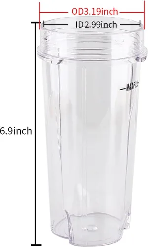 Vista 3 de Anbige Piezas de repuesto para licuadora Ninja, vaso de 16 onzas con tapa compatible con licuadoras Ninja BL770 BL660 BL810 QB3000 All Pro de 4