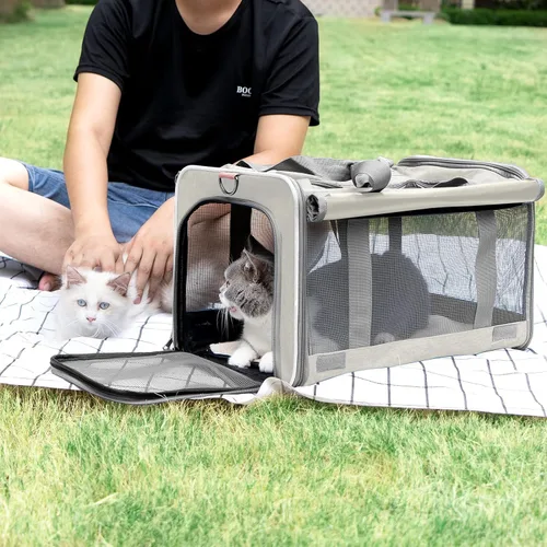 Vista 7 de GAPZER Transportador de mascotas para gatos grandes, bolsa de viaje de animales de lados suaves para gatos medianos de hasta 20 libras, lavable