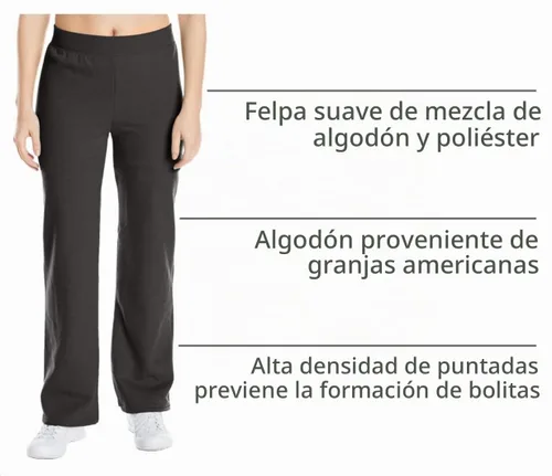 Vista 4 de Hanes Pantalones deportivos para mujer - EcoSmart Fleece Joggers - Pantalones de descanso sin bolsillos con parte inferior abierta - Tallas Ébano