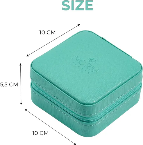 Vista 4 de Norm Jewels Joyero de viaje, joyero de viaje, pequeño, organizador de joyas de viaje, caja organizadora para mujeres con espejo