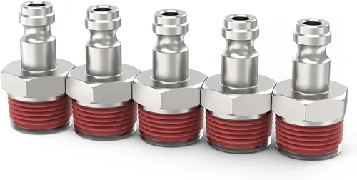 Vista 11 de ChillWaves Enchufe de aire estilo T automotriz, enchufes neumáticos macho NPT de 1/2 pulgada, accesorios para compresores de aire (paquete de 5)