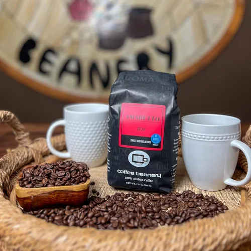 Vista 2 de Coffee Beanery Café con sabor a Amaretto SWP descafeinado 12 onzas (goteo automático) Tostado ligero