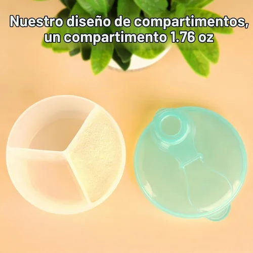 Vista 4 de Accmor Dispensador de fórmula para bebés sobre la marcha, contenedor de fórmula para llevar, dispensador giratorio de fórmula de tres compartimentos