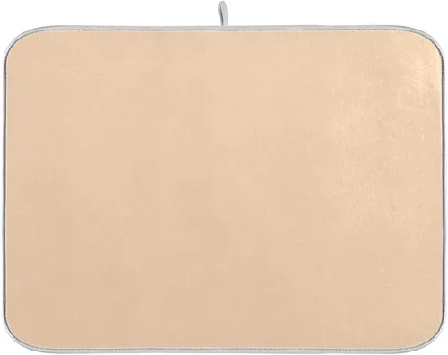 Vista 28 de Tapete de secado de platos pequeño beige XL para platos, accesorios de cocina, mostrador de microfibra, escurridor de platos, resistente al calor