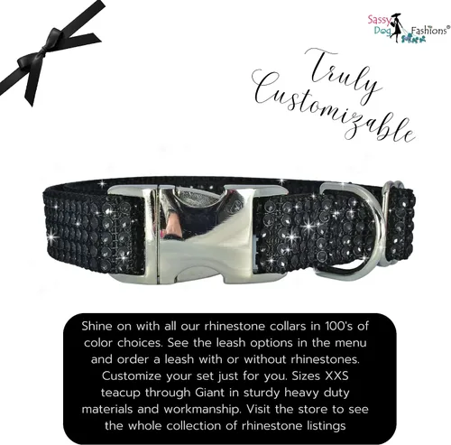 Vista 9 de Collar de perro con diamantes de imitación, hebilla grabada y opciones de correa, collares de perro brillantes a la moda, joyas brillantes