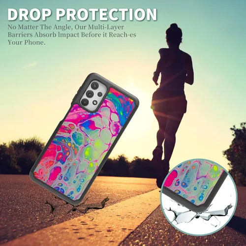Vista 4 de Funda diseñada para Samsung Galaxy A32 (6.5"), funda duradera para teléfono con diseño de mármol abstracto firmado para Galaxy A32 5G, resistente